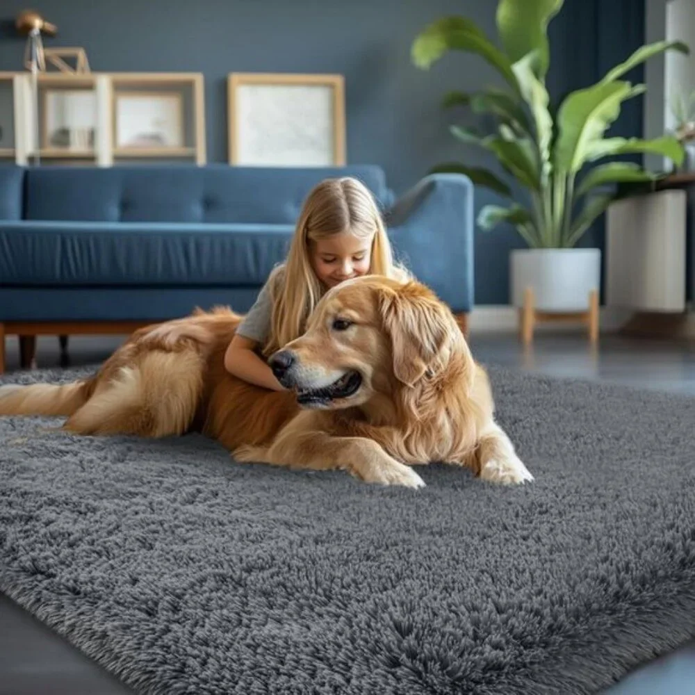 New 5x7 Grey Shag Rug, Soft Plush Fuzzy Carpet for Home, Room & Nursery